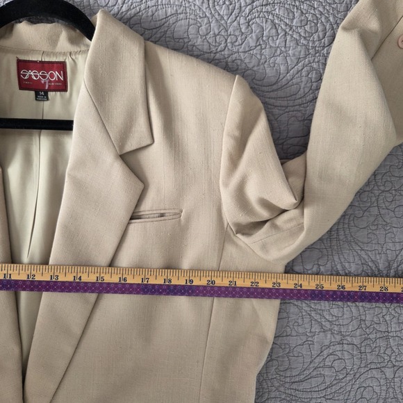 Vtg‎ Sasson Paris Womens 14 Blazer Jacket Textured Beige Old Money Chic Academia - Picture 8 of 9